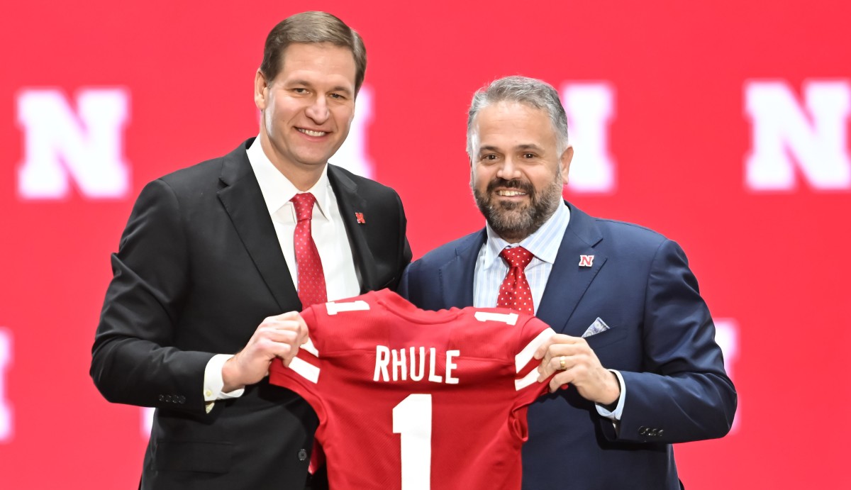 Matt Rhule and Trev Alberts intro presser Nebraska football USATSI_19521010